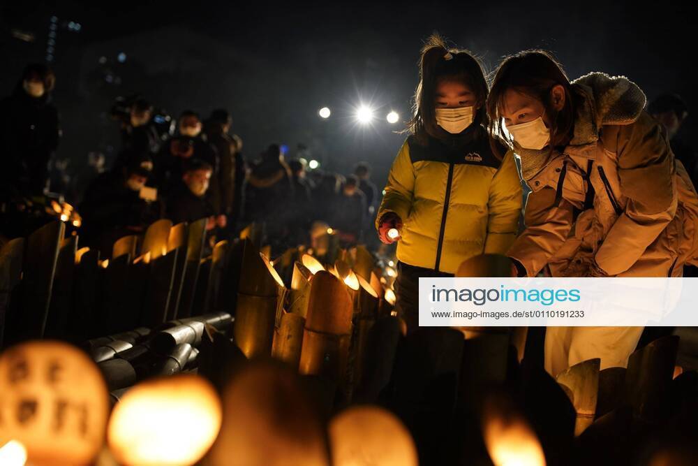 26th anniversary of Great Hanshin Earthquake People light lanterns during a memorial event at a park in Kobe in Hyogo Prefecture on Jan. 17, 2021, the 26th anniversary of the Great Hanshin Earthquake that struck the western Japan city and its vicinity, killing more than 6,000 people.