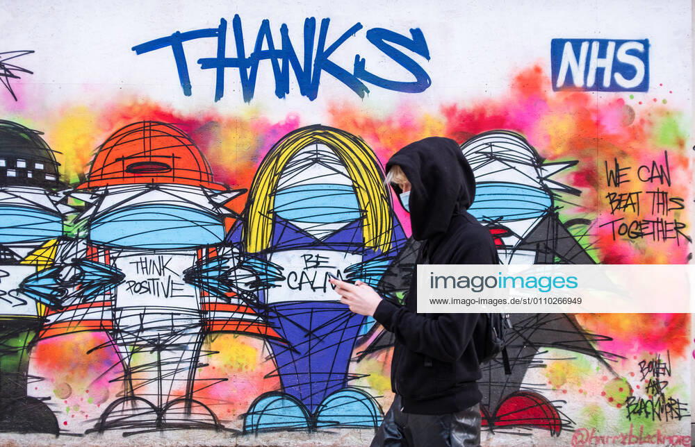 A Thanks NHS graffiti seen in London. London United Kingdom - ZUMAs197 20210117_zaa_s197_134