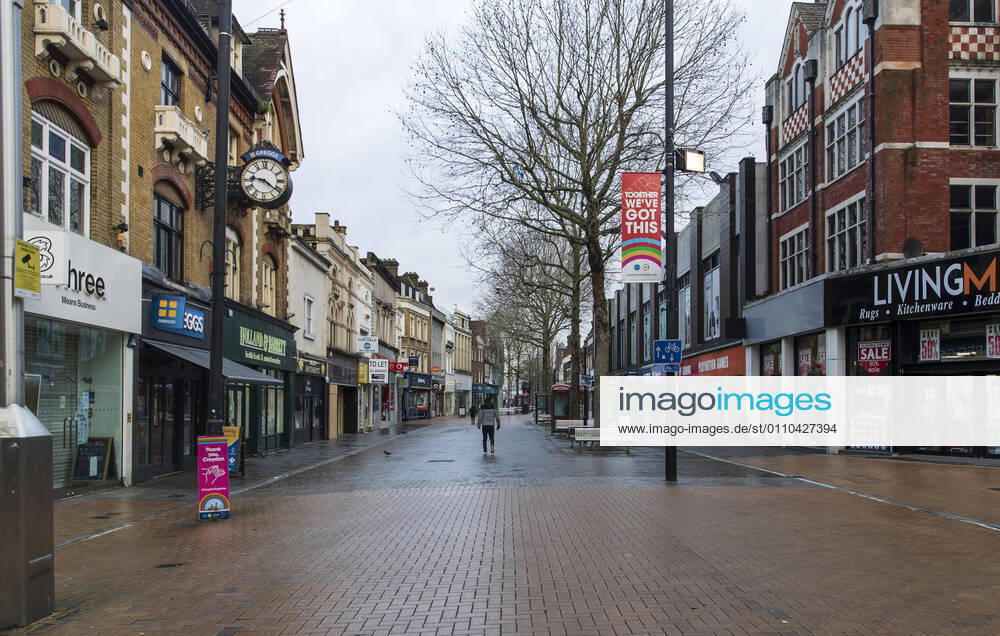 A deserted shopping location in Croydon, a large town of south London, UK on January 18, 2021. Only 33,355 positive Covid cases have been recorded today, the lowest number of daily case since December 27th- before the start of EnglandÃ¢â‚¬â ¢s third nationwide lockdown. London United Kingdom - ZUMAj323 20210119_zip_j323_001