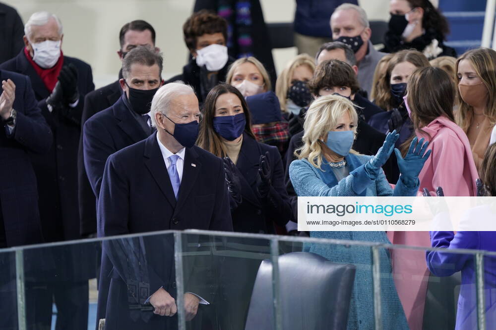United States President Joe Biden and Dr. Jill Biden arrive prior to his taking the Oath of Office as the 46th President of the US at the US Capitol in Washington, DC on Wednesday