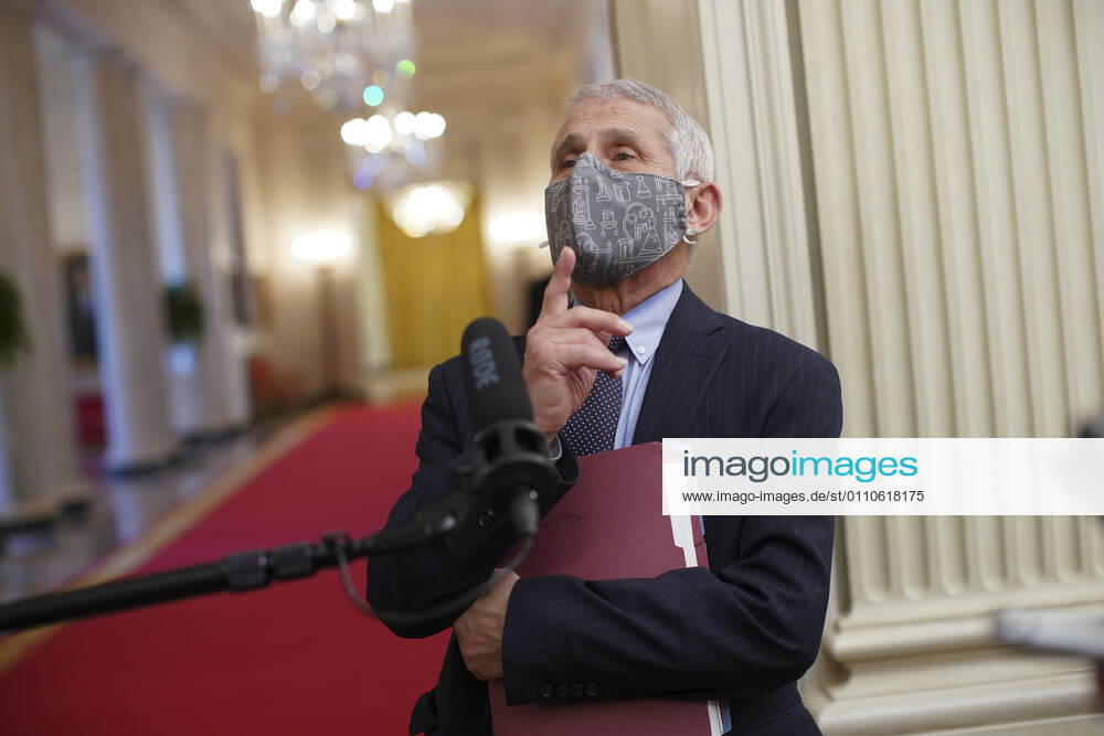 Anthony Fauci, director of the National Institute of Allergy and Infectious Diseases, speaks to members of the media before an event on the Biden administration s Covid-19 response in the State Dining Room of the White House in Washington, DC on Thursday, January 21, 2021. WAX20210121930 AlxDrago