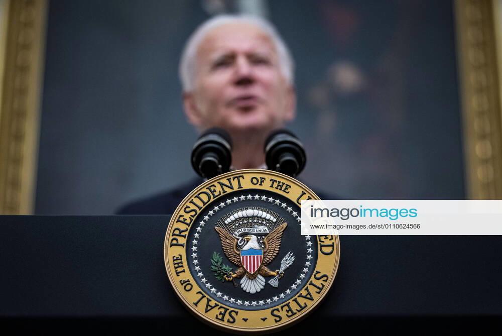 U.S. President Joe Biden speaks on his administrations Covid-19 response in the State Dining Room of the White House in Washington, D.C., U.S., on Thursday, Jan. 21, 2021. Biden in his first full day in office plans to issue a sweeping set of executive orders to tackle the raging Covid-19 pandemic that will rapidly reverse or refashion many of his predecessor s most heavily criticized policies Washington USA - ZUMAs152 20210121_zaa_s152_160