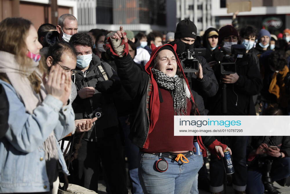 About a thousand people gathered in Rennes west of France, on January 23, 2021, in support of arrested after the rave party in Lieuron neard Rennes, which was held at New Year s Eve, with around 2,400 participants.