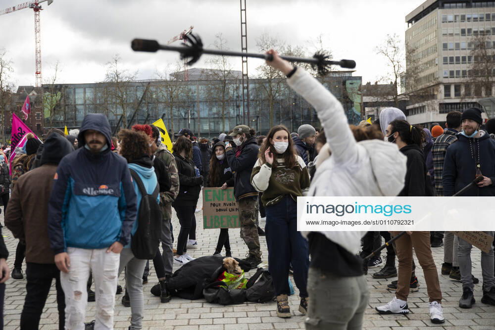 People gathered in Rennes west of France, on January 23, 2021, in support of arrested after the rave party in Lieuron neard Rennes, which was held at New Year s Eve, with around 2,400 participants.