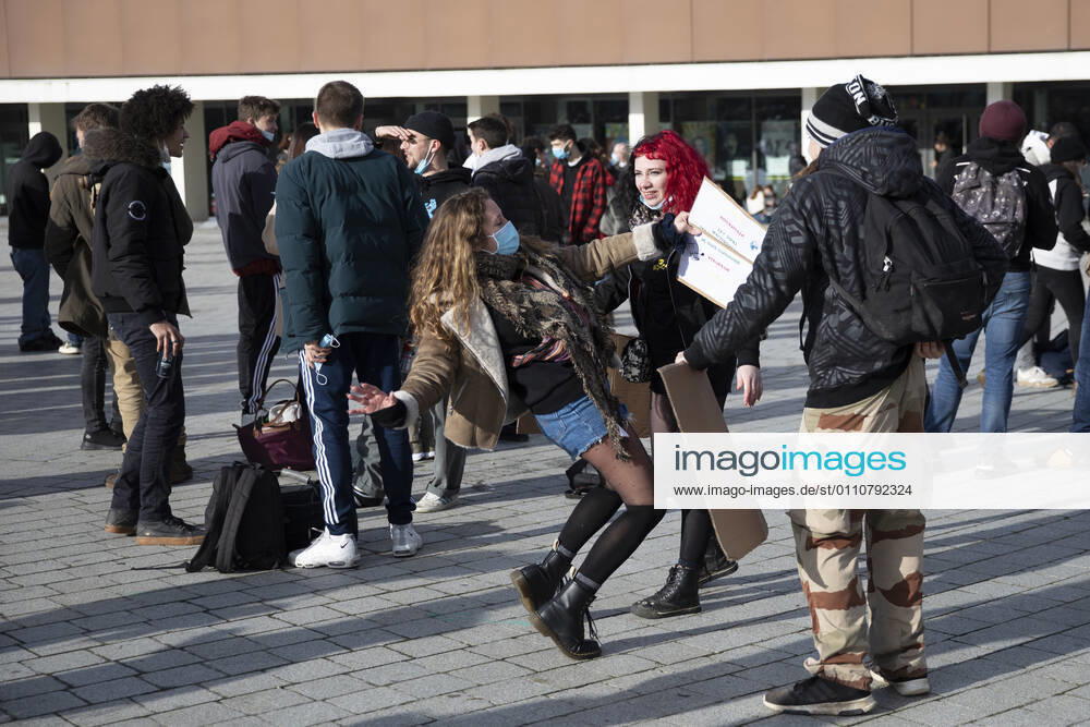 People gathered in Rennes west of France, on January 23, 2021, in support of arrested after the rave party in Lieuron neard Rennes, which was held at New Year s Eve, with around 2,400 participants.