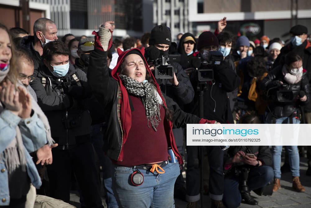 People gathered in Rennes west of France, on January 23, 2021, in support of arrested after the rave party in Lieuron neard Rennes, which was held at New Year s Eve, with around 2,400 participants.