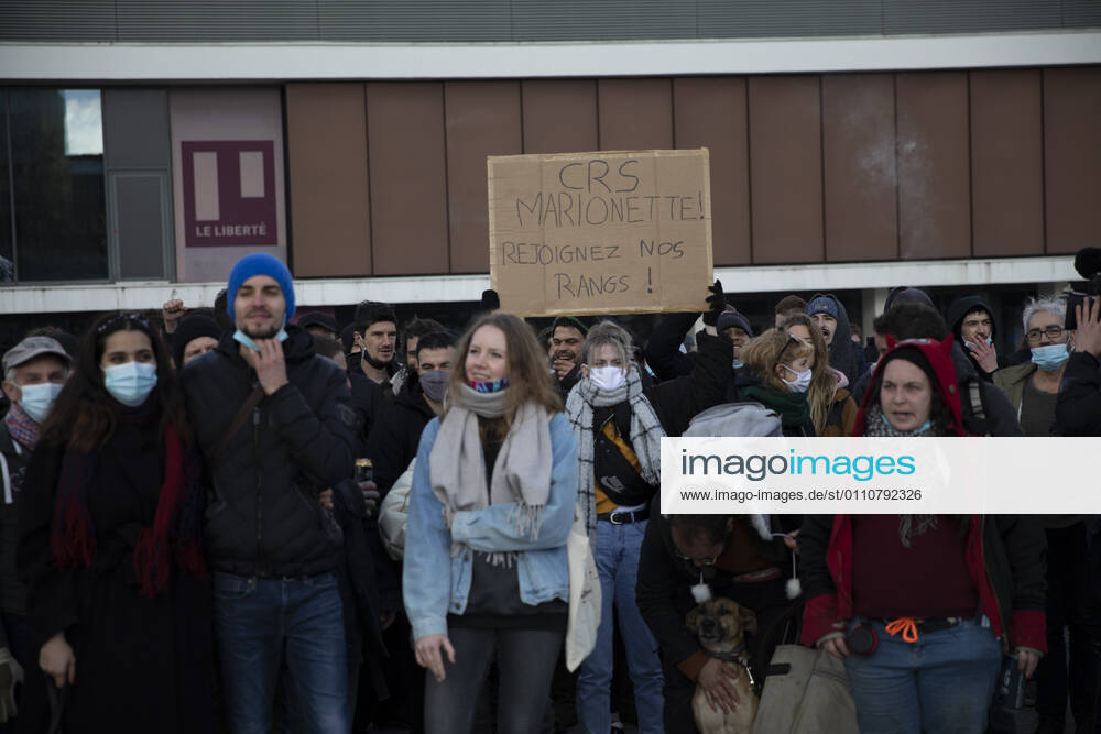 People gathered in Rennes west of France, on January 23, 2021, in support of arrested after the rave party in Lieuron neard Rennes, which was held at New Year s Eve, with around 2,400 participants.