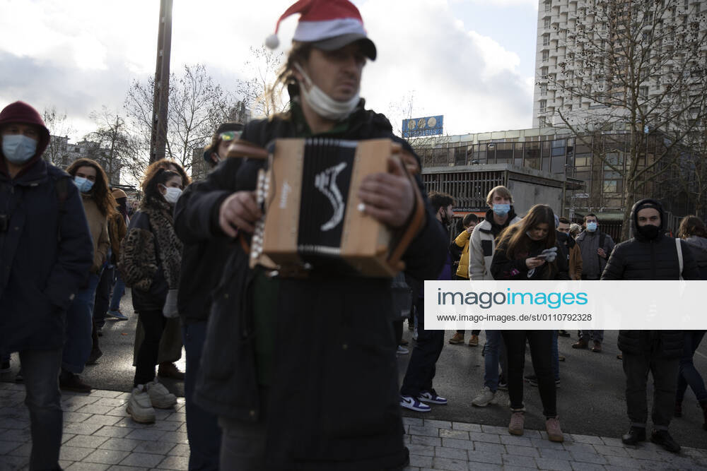 People gathered in Rennes west of France, on January 23, 2021, in support of arrested after the rave party in Lieuron neard Rennes, which was held at New Year s Eve, with around 2,400 participants.
