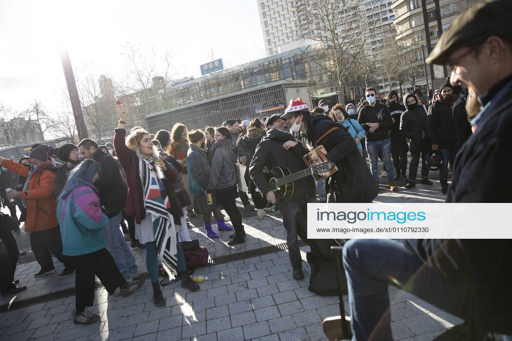 People gathered in Rennes west of France, on January 23, 2021, in support of arrested after the rave party in Lieuron neard Rennes, which was held at New Year s Eve, with around 2,400 participants.