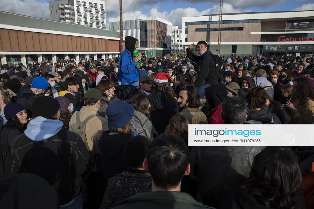 People gathered in Rennes west of France, on January 23, 2021, in support of arrested after the rave party in Lieuron neard Rennes, which was held at New Year s Eve, with around 2,400 participants.