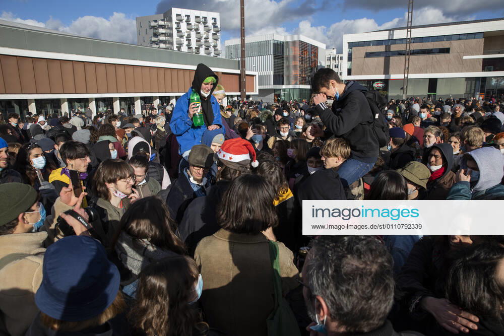 People gathered in Rennes west of France, on January 23, 2021, in support of arrested after the rave party in Lieuron neard Rennes, which was held at New Year s Eve, with around 2,400 participants.