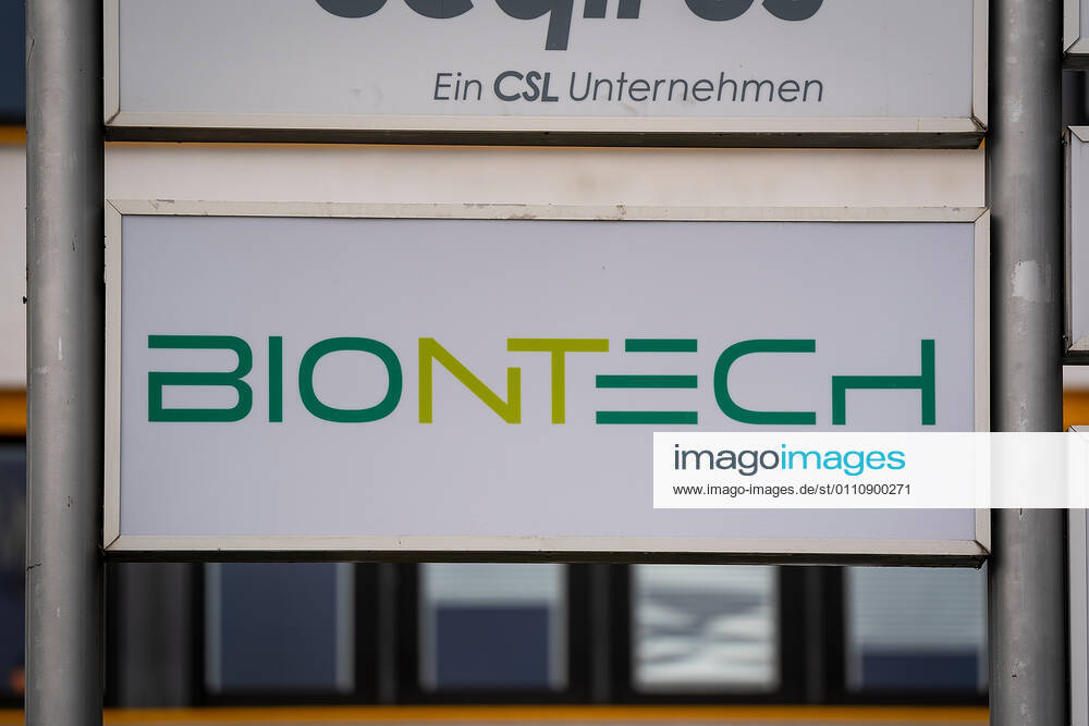 economy, current affairs, Biontech produces Corona vaccine in Marburg Symbol photo Company logo Biontech on a company signpost at Behringwerke in Marburg, Biontech has been granted permission to operate its new p