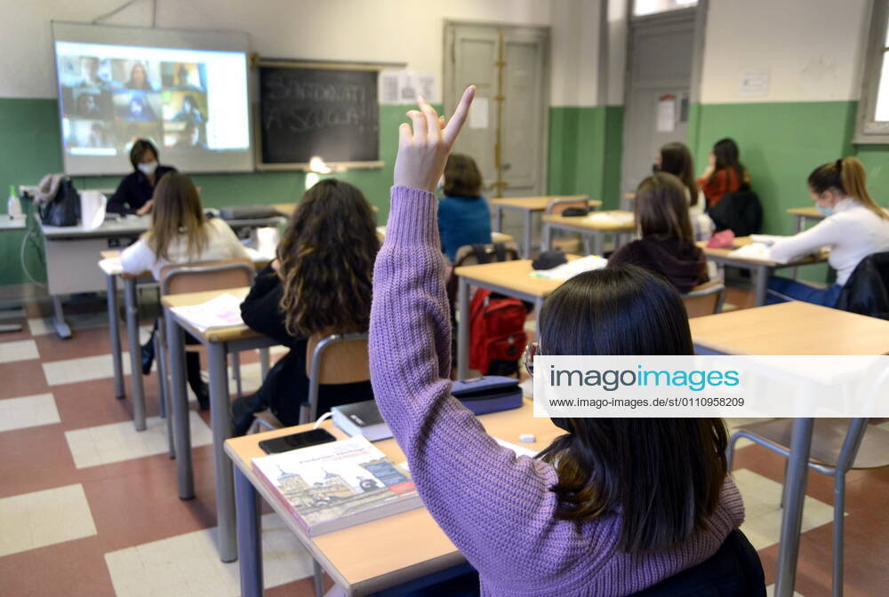 Milan, Back to school after the Lockdown for the Red zone with half the students still in DAD at a distance Editorial Usage Only