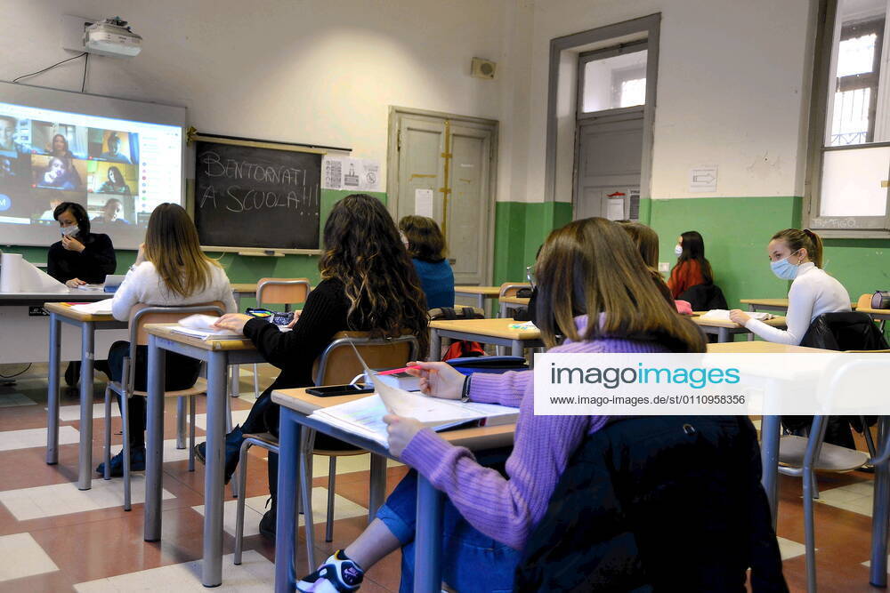 Milan, Back to school after the Lockdown for the Red zone with half the students still in DAD at a distance Editorial Usage Only