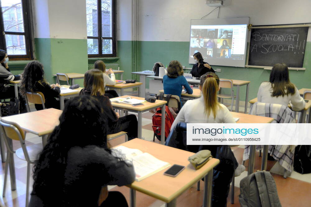 Milan, Back to school after the Lockdown for the Red zone with half the students still in DAD at a distance Editorial Usage Only