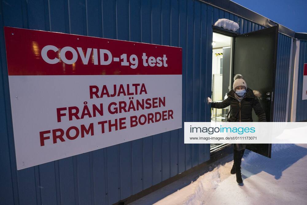 The travellers were guided to a voluntary Covid-19 test at the border between Finland and Sweden in Tornio, Northern Finland on Wednesday, 27th Jan., 2021. Finland tightened the border restrictions on Wednesday due to the worsening situation with the Covid-19 pandemic. Tornio Tornea Finland