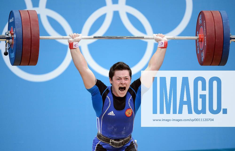 Aug. 3, 2012 - London, GBR - Natalya Zabolotnaya of Russia competes in the women s 75kg weightlifting competition the ExCeL centre during the 2012 Summer Olympic Games in London, England, Friday, August 3, 2012. Zabolotnaya won the silver medal in the event. 2012 Summer Olympics Weightlifting - ZUMAm67