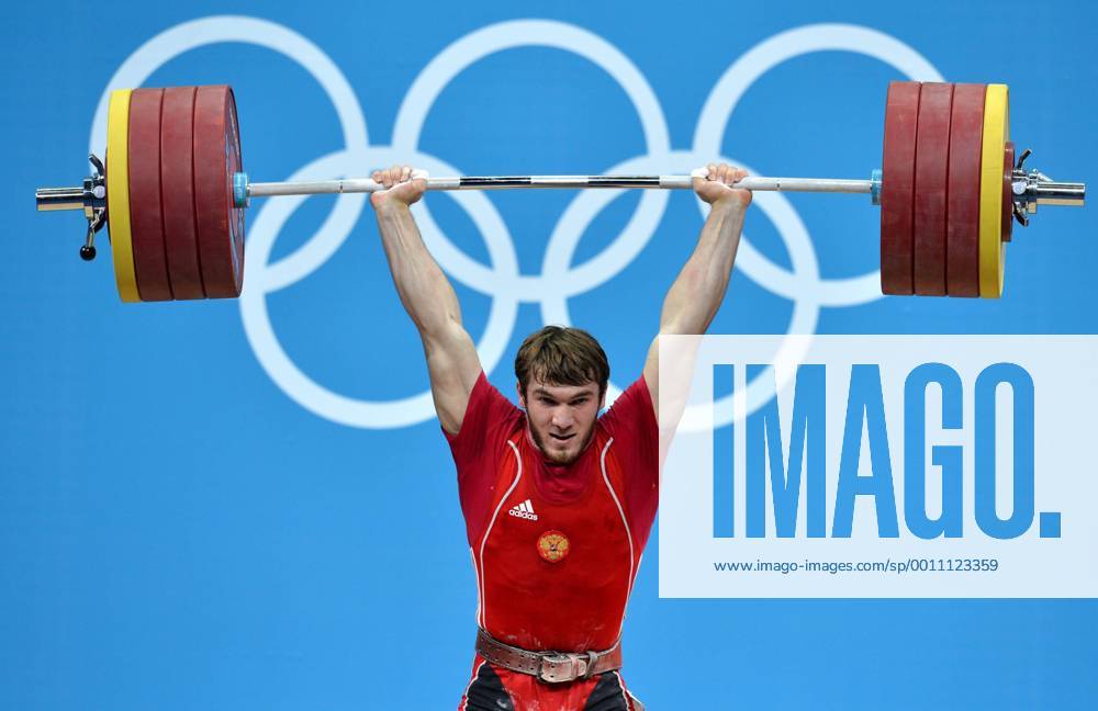 LONDON, Aug. 3, 2012 - Apti Aukhadov of Russia competes during men s 85kg weightlifting event at London 2012 Olympic Games, London, Britain, Aug. 3, 2012. Apti Aukhadov of Russia claimed the silver medal of the event. (Xinhua Gong Lei) (OLY2012)BRITAIN-LONDON-WEIGHTLIFTING-MEN-85KG