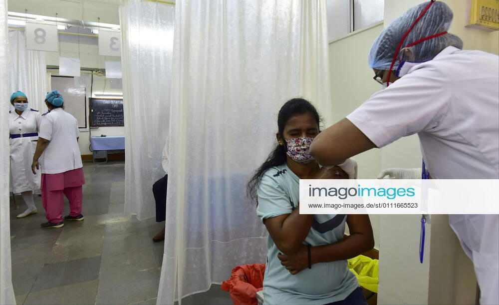 A beneficiary gets vaccinated against Covid-19 at Nair Hospital, on February 1, 2021 in Mumbai, India. (Photo by Anshuman Poyrekar Hindustan Times) India s Covid-19 Vaccination Drive