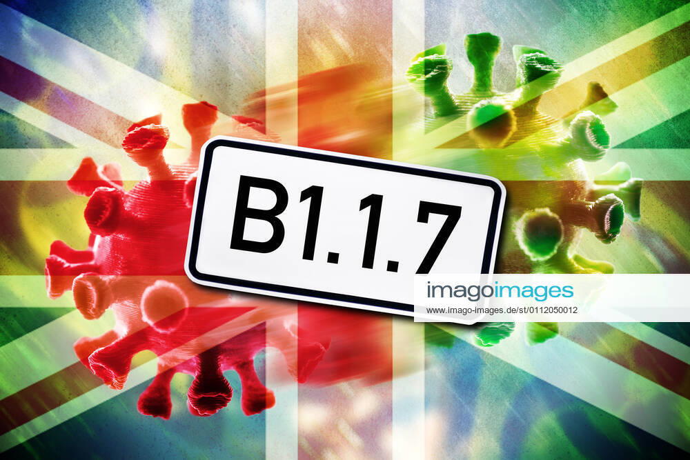 PHOTOMONTAGE, Mutant coronavirus, British variant B1 1 7 ** NUR FUER REDAKTIONELLE ZWECKE ** **