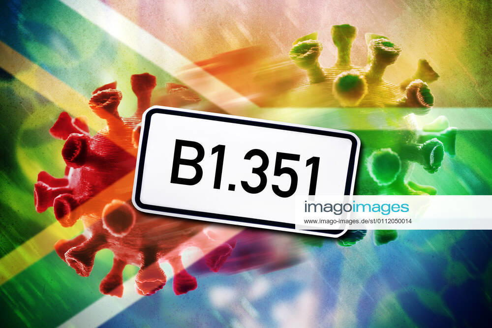 PHOTOMONTAGE, Mutating coronavirus, symbol photo South African variant B1 351 ** NUR FUER REDAKTIONELLE ZWECKE ** **