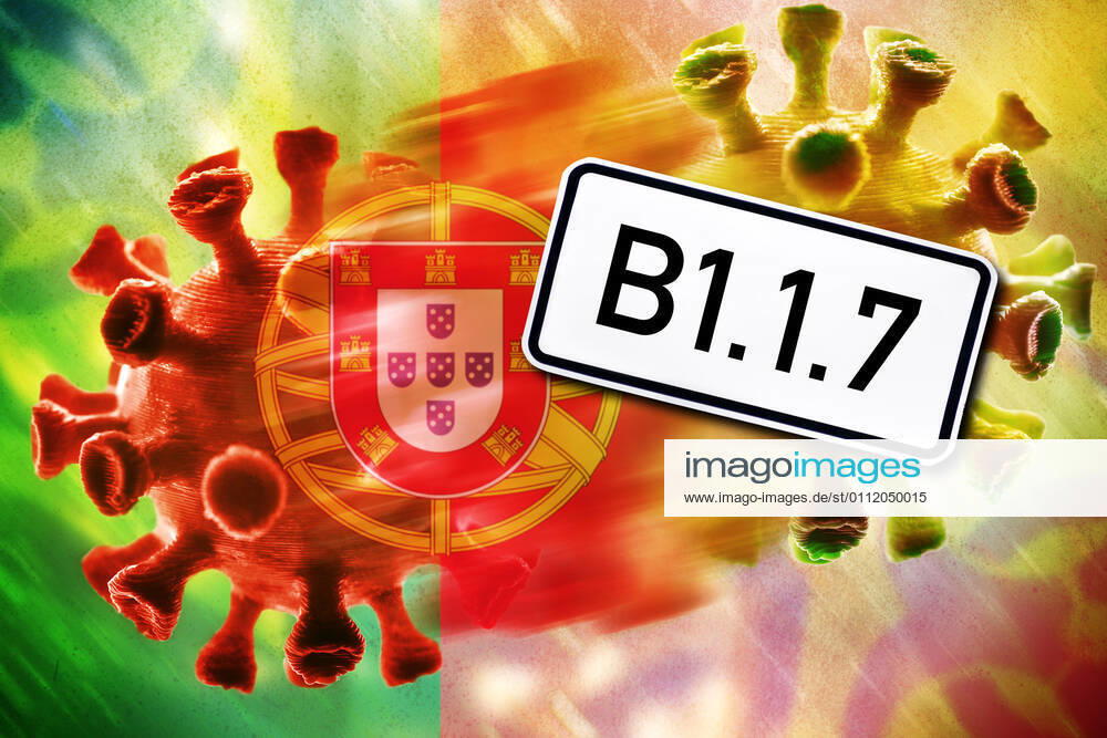 PHOTOMONTAGE, Mutating coronavirus, symbol photo portuguese mutation ** NUR FUER REDAKTIONELLE ZWECKE ** **