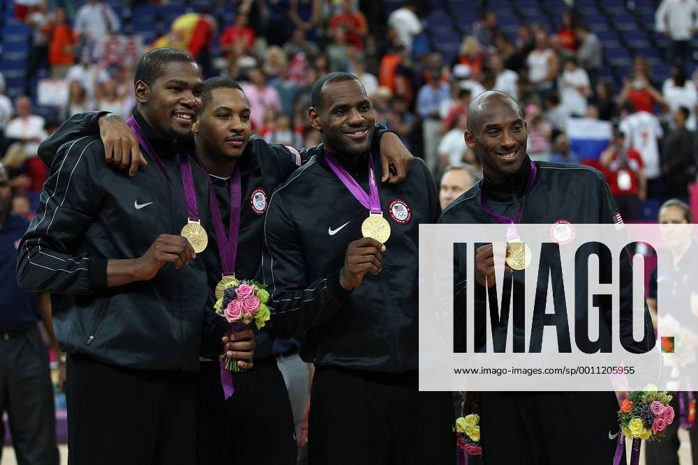 Kevin Durant, Carmelo Anthony, Lebron James, Kobe Bryant London 12 08 2012 North Greenwich Arena London 2012 Olympic Games Men s Basketball Tournament Finale USA v Spanien. PaoloxNucci