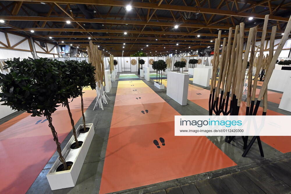 Illustration shows the Brussels Expo exposition halls at the Heizel-Heysel site, one of the locations where a vaccination village is installed in the Brussels region, Monday 08 February 2021. ERICxLALMAND 2640284