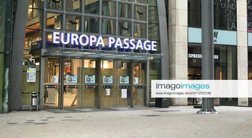 The deserted entrance to the Europapassage in downtown Hamburg during the lockdown downtown Hamburg