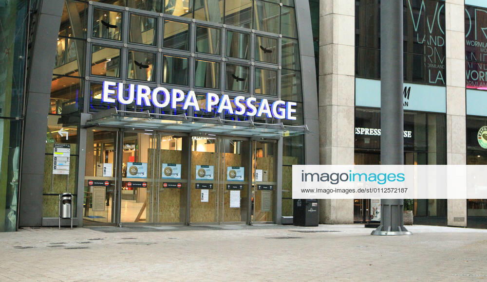 The deserted entrance to the Europapassage in downtown Hamburg during the lockdown downtown Hamburg