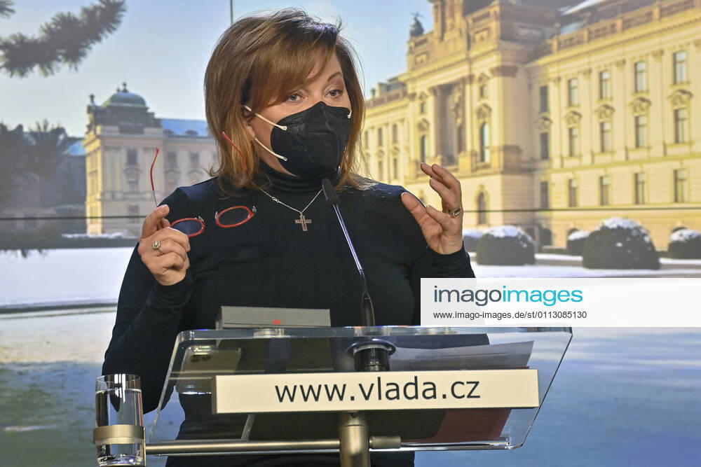 Czech Finance Minister Alena Schillerova speaks during a press conference after government talks with governors on COVID-19 measures and prolongation of state of emergency, on February 14, 2021, in Prague, Czech Republic. (CTKxPhoto VitxSimanek) CTKPhotoP202102140687601 VIS 003