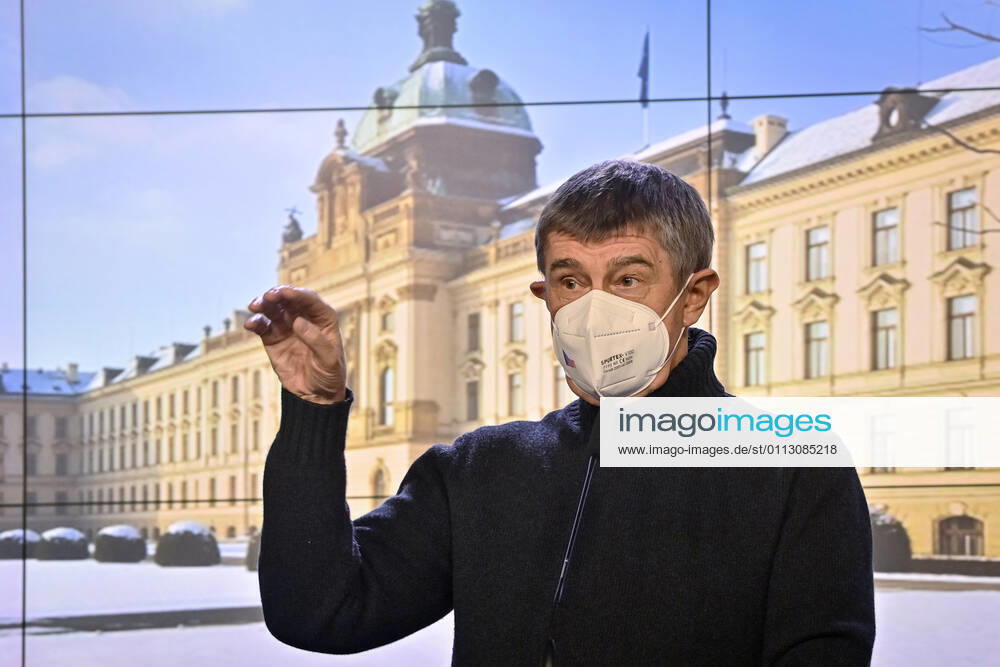 Czech Prime Minister Andrej Babis speaks during a press conference after government talks with governors on COVID-19 measures and prolongation of state of emergency, on February 14, 2021, in Prague, Czech Republic. (CTKxPhoto VitxSimanek) CTKPhotoP202102140693201 VIS 006