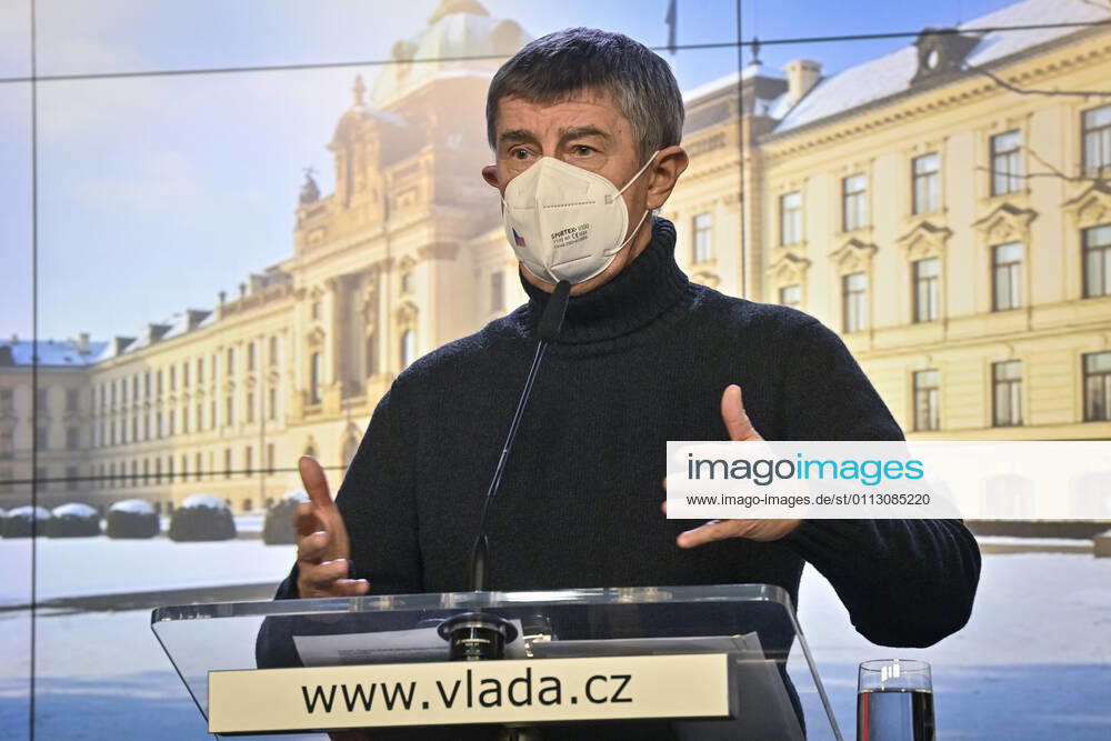 Czech Prime Minister Andrej Babis speaks during a press conference after government talks with governors on COVID-19 measures and prolongation of state of emergency, on February 14, 2021, in Prague, Czech Republic. (CTKxPhoto VitxSimanek) CTKPhotoP202102140698301 VIS 007