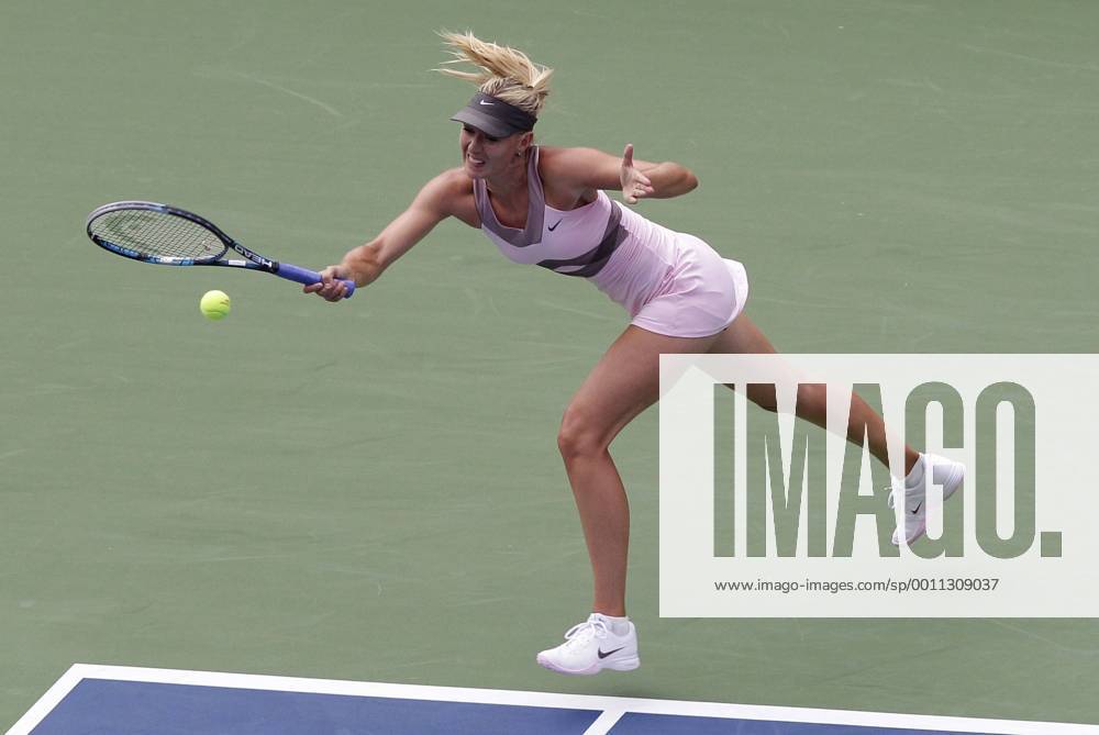 Maria Sharapova (RUS) hits a forehand in first round match at the 2012 U.S. Open Tennis Championships in Arthur Ashe Stadium at the Billie Jean King National Tennis Center in New York City on August 27, 2012. NYP20120827102