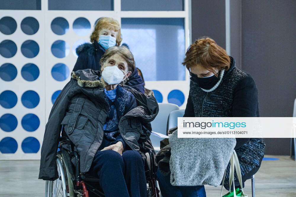 Padua - First vaccinations against Covid19 with the Pfizer-BioNTech vaccine for the elderly over 80 at the Padua Fair in via Tommaseo Editorial Usage Only