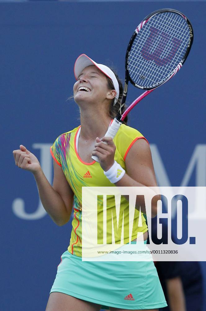 Laura Robson of Great Britain reacts after match point at the 2012 U.S. Open Tennis Championships in Arthur Ashe Stadium at the Billie Jean King National Tennis Center in New York City on August 29, 2012. NYP20120829103
