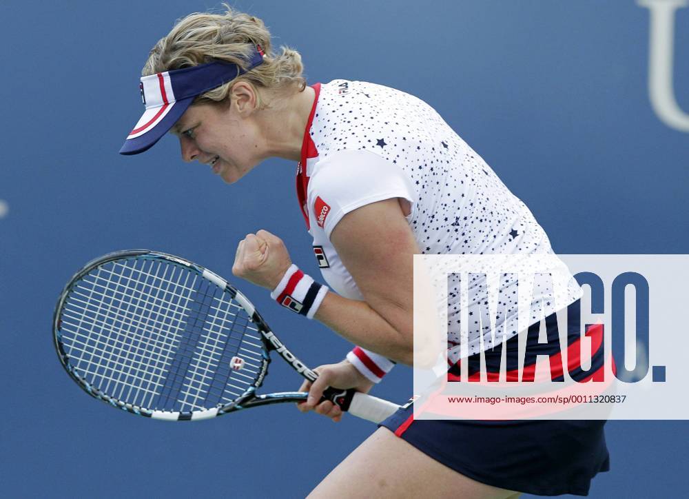 Kim Clijsters of Belgium reacts after winning a point in her second round defeat at the 2012 U.S. Open Tennis Championships in Arthur Ashe Stadium at the Billie Jean King National Tennis Center in New York City on August 29, 2012. NYP20120829105