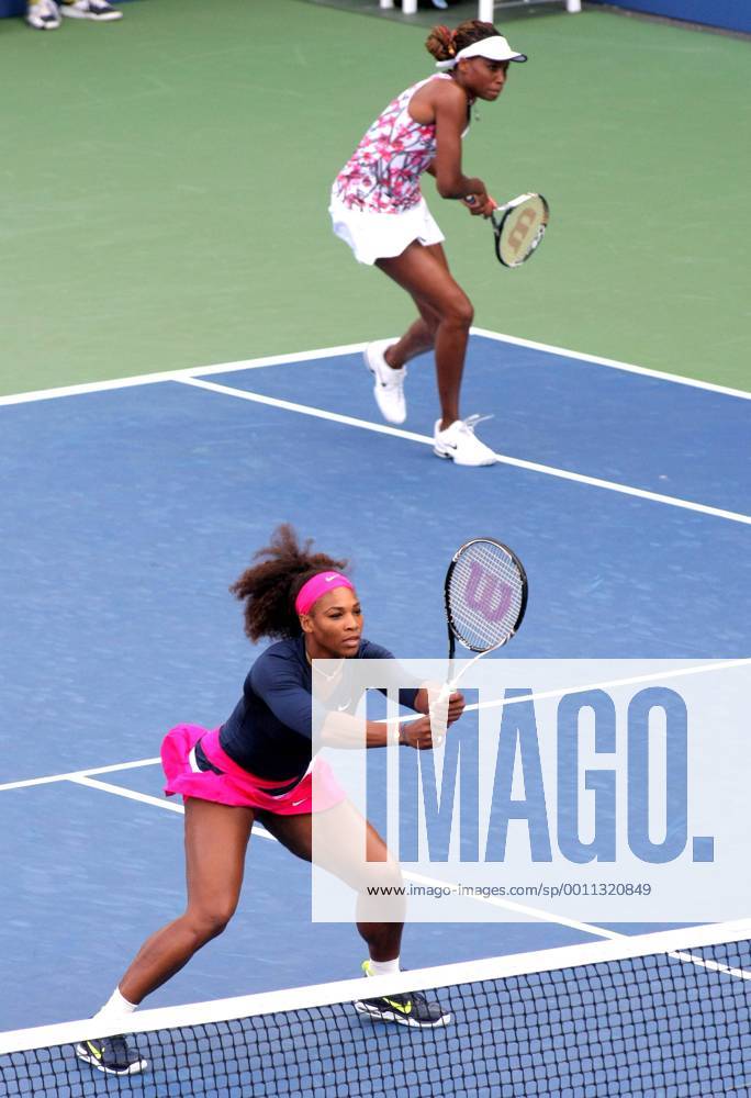 Serena Williams (L) and her sister Venus, USA during the first-round women s double match at the 2012 U.S. Open held at the National Tennis Center on August 29, 2012 in New York. UPI Photo Monika Graff NYP20120829340
