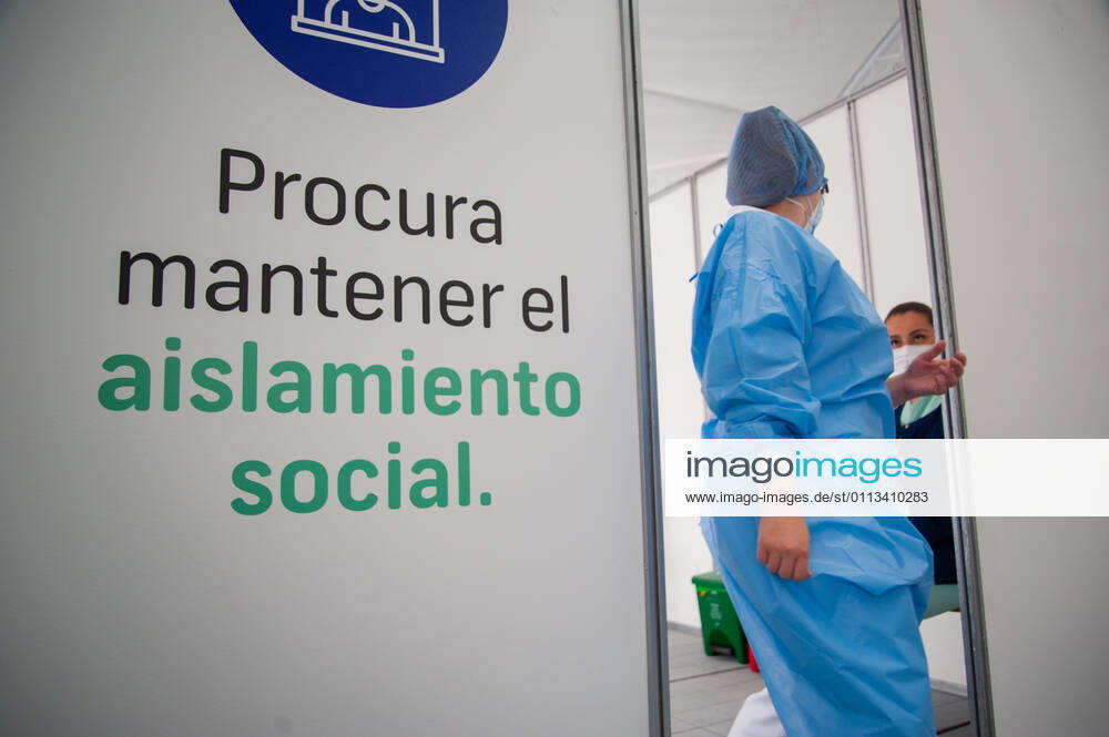 Health staff from hospitals like the Police Hospital and Clinica Colombia prepare and vaccinate their health staff as part of the first phase of vaccinations in Bogota, Colombia on February 18, 2021 Bogota Cundinamarca Colombia