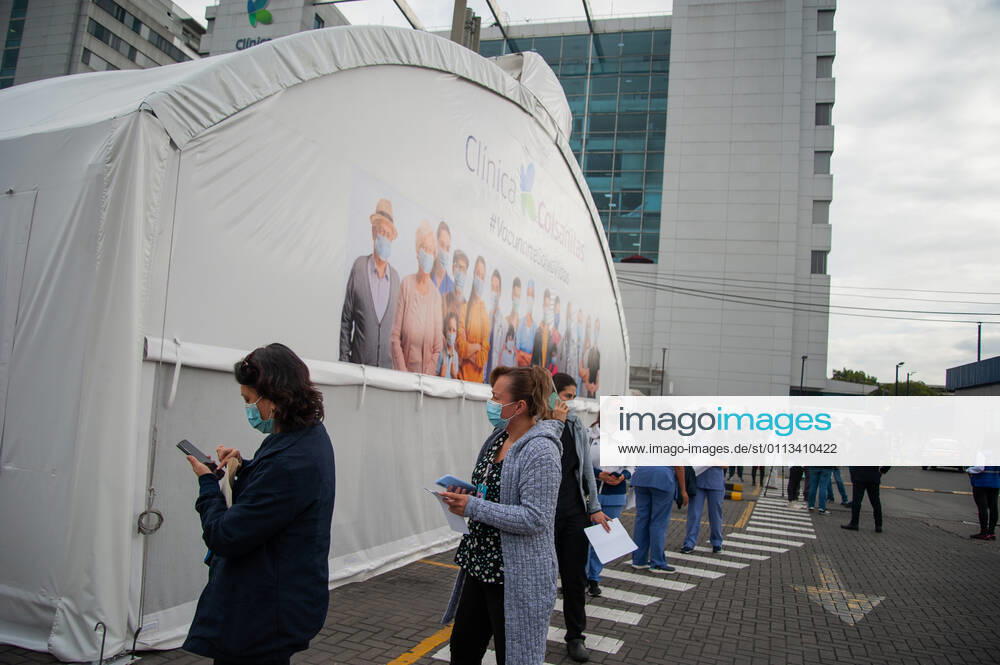 Health staff from hospitals like the Police Hospital and Clinica Colombia prepare and vaccinate their health staff as part of the first phase of vaccinations in Bogota, Colombia on February 18, 2021 Bogota Cundinamarca Colombia