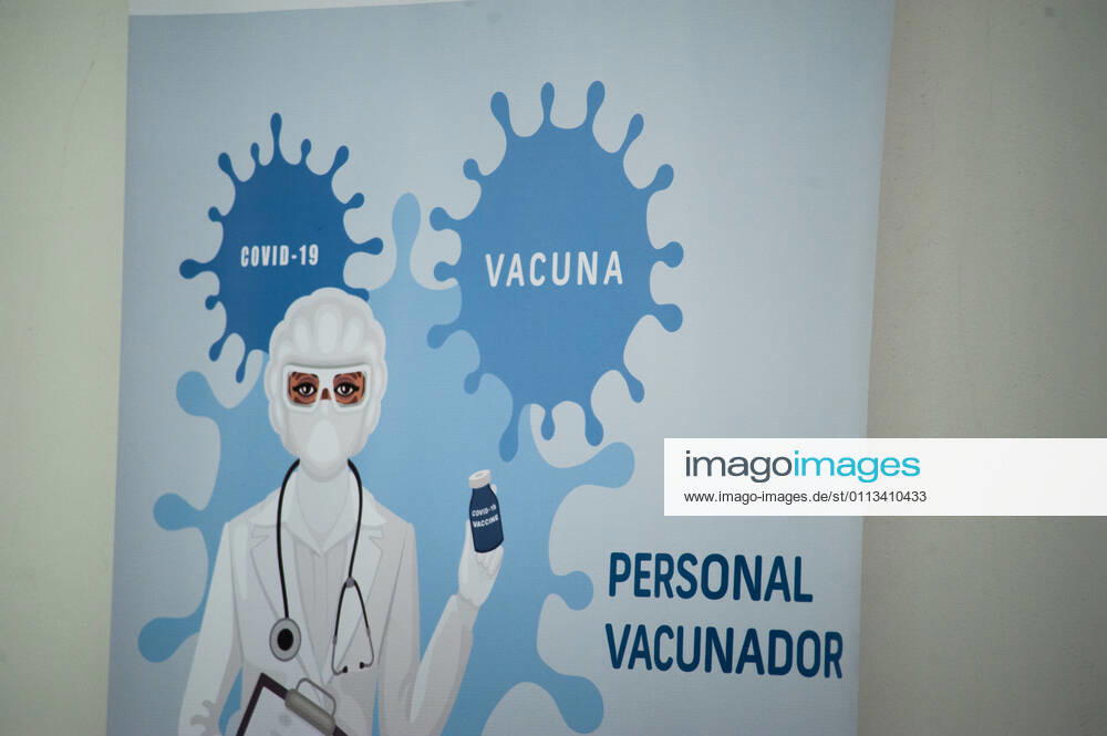 Health staff from hospitals like the Police Hospital and Clinica Colombia prepare and vaccinate their health staff as part of the first phase of vaccinations in Bogota, Colombia on February 18, 2021 Bogota Cundinamarca Colombia