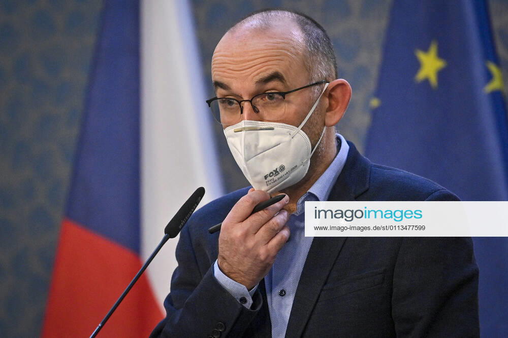 Czech Health Minister Jan Blatny, wearing face mask to prevent the spread of the coronavirus, speaks to journalists during the press conference after the government meeting in Prague, Czech Republic, February 19, 2021. The Czech Health Ministry will order the wearing of respirators, nano masks or two surgical face masks in shops, public transport and other public places with a high concentration of people on Monday, February 22. Various home-made textile masks cannot be considered a significant protection anymore. (CTKxPhoto VitxSimanek) CTKPhotoP202102190413901 VIS 004