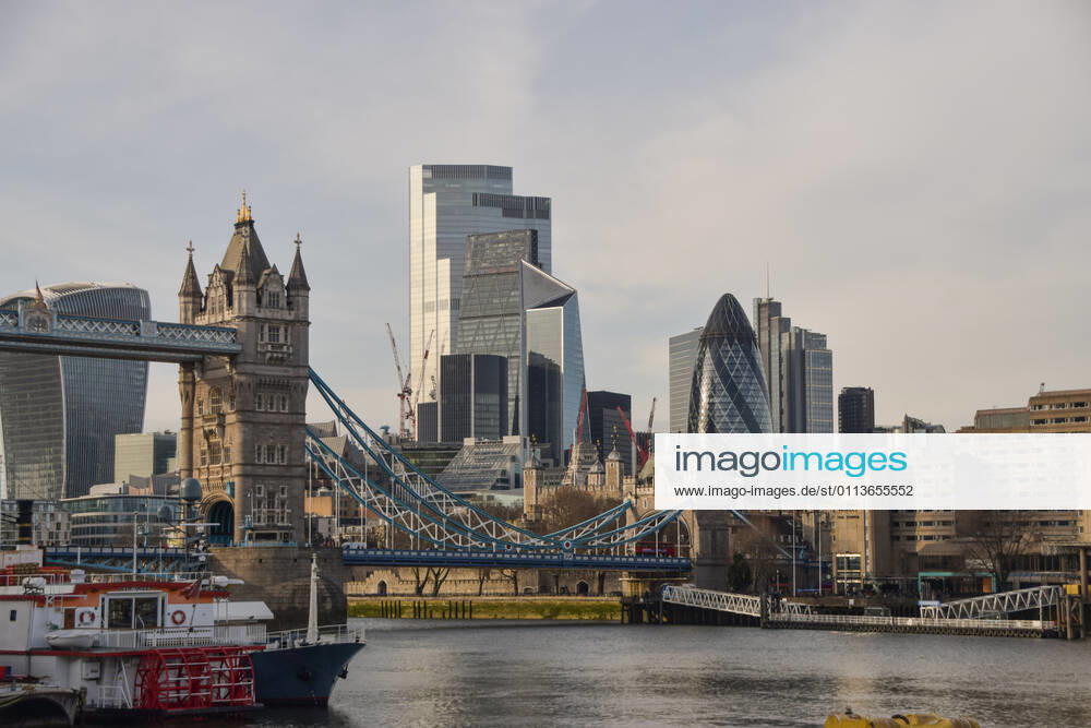 A general view of Tower Bridge and the City of London during the national lockdown..Most businesses remain closed in the capital, as the government plans to ease the lockdown restrictions in the coming weeks. London United Kingdom - ZUMAs197 20210220_zab_s197_003