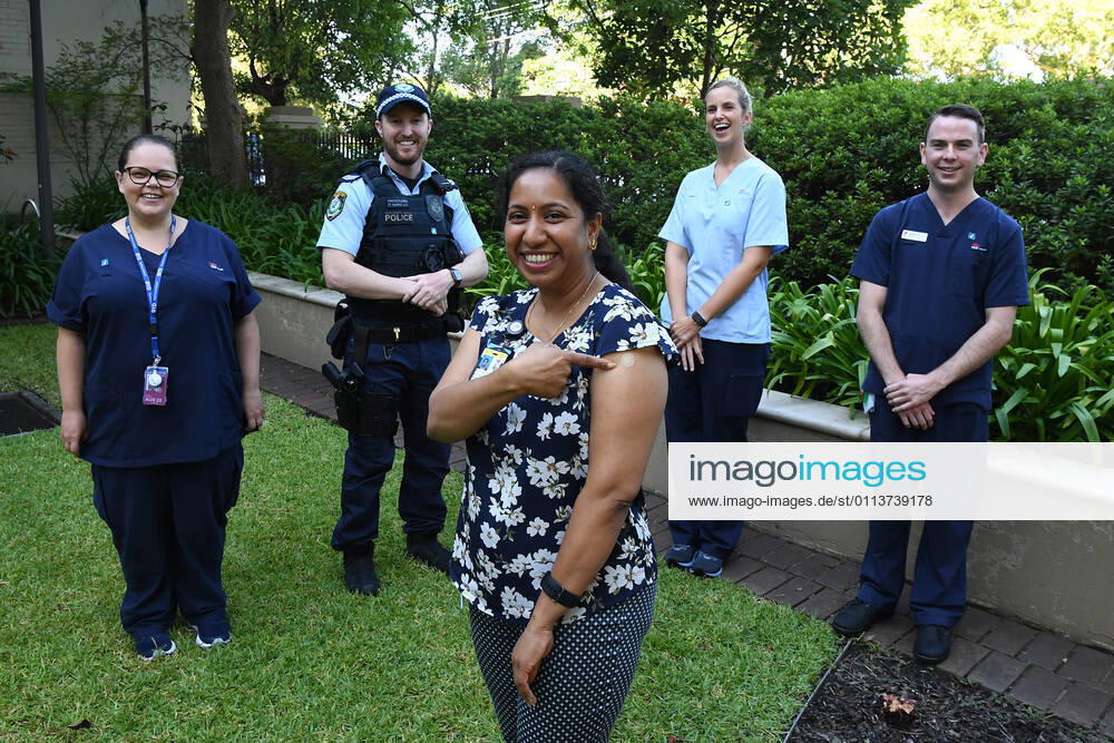 NSW COVID19 VACCINE ROLLOUT, Gayathry Vellangalloor, the first person to receive the Pfizer jab in NSW, poses for a photo following the start of the COVID-19 vaccination program at Royal Prince Alfred Hospital in Sydney, Monday, February 22, 2021. ( NO ARCHIVING, , NO USE IN BOOKS WITHOUT CONSENT SYDNEY NSW AUSTRALIA