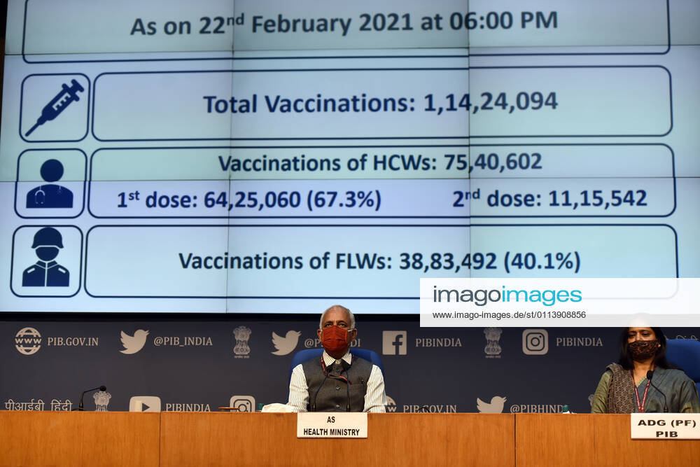 Dr Manohar Agnani, Additional Secretary, Ministry of Health and Family Welfare, brieed media at National Media Centre, on February 22, 2021 in New Delhi, India. (Photo by Sanjeev Verma Hindustan Times) Health Ministry Press Conference On Covid 19 Vaccination Drive