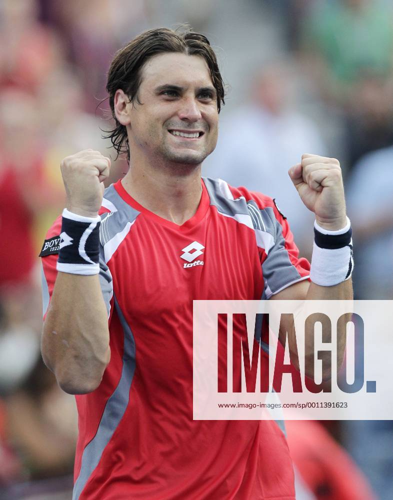 David Ferrer of Spain reacts after match point on day 11 in Arthur Ashe Stadium at the BillieJeanKing National Tennis Center in New York City on September 6, 2012. NYP20120906120