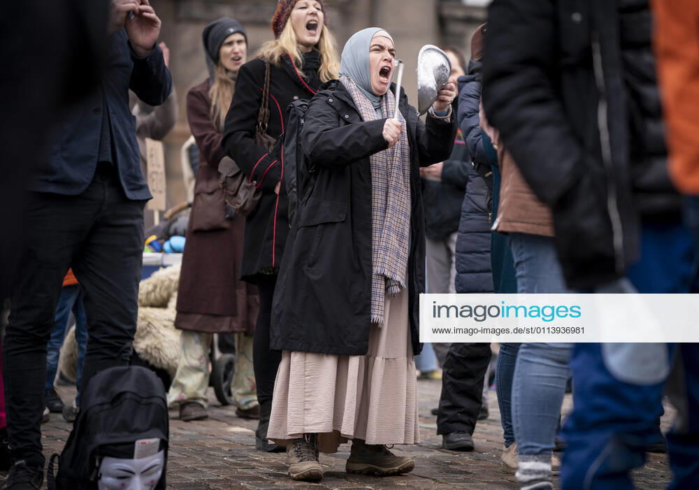 Demonstration against the Epidemic Act at Christiansborg Castle Square in Copenhagen on Tuesday 23 February 2021, Copenhagen Denmark