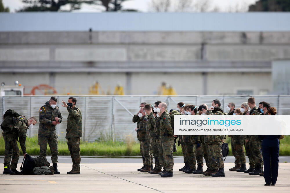 German army medical experts arrives at Figo Maduro military airbase in Lisbon, Portugal on February 23, 2021. Based on a bilateral agreement, a second team of German army medical experts arrived in Portugal on Tuesday to replace the team that has been in Portugal since February 3 to assist the country in its fight against the COVID-19 pandemic. Lisbon Portugal - ZUMAf123 20210223_zap_f123_014