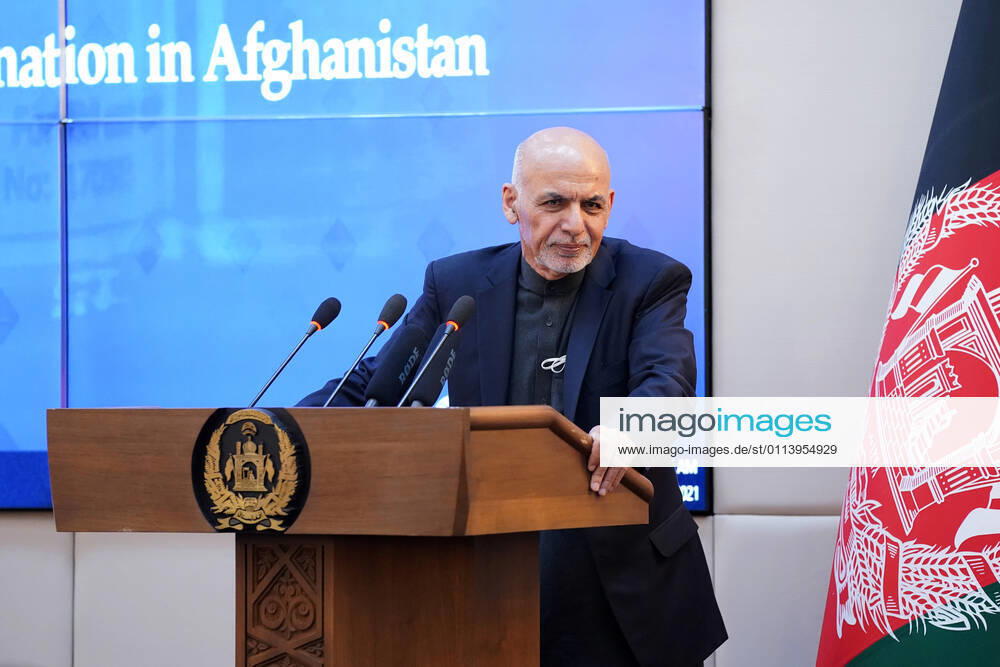 (210223) -- KABUL, Feb. 23, 2021 -- Afghan President Mohammad Ashraf Ghani speaks during the inauguration ceremony of COVID-19 vaccination in Kabul, Afghanistan, Feb. 23, 2021. ( Handout via Xinhua) AFGHANISTAN-KABUL-COVID-19-VACCINATION AfghanxPresidentxPalace
