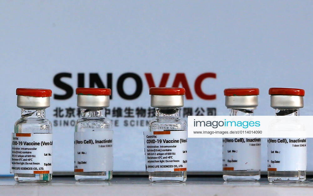 Vials of the Sinovac coronavirus disease (COVID-19) vaccine are pictured during a ceremony to mark the arrival of 200,000 doses of the Sinovac vaccine shipment at Suvarnabhumi airport in Bangkok. Bangkok Thailand - ZUMAs197 20210224_zaa_s197_007